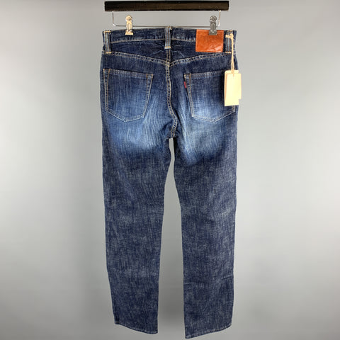 ETERNAL Size 30 Indigo Washed Cotton Button Fly Jeans
