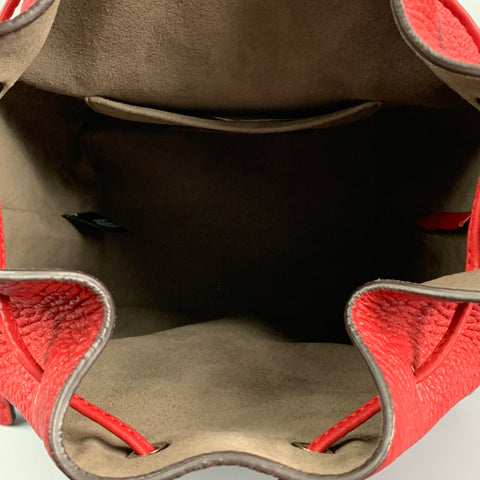 FENDI Red Pebble Grain Calfskin Leather Mon Tresor Bucket Bag