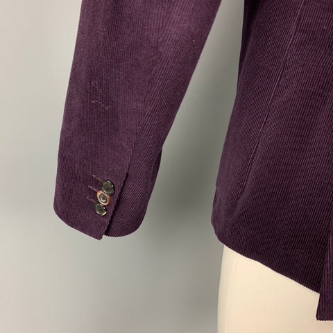 PAUL SMITH Soho Fit Size 38 Eggplant Textured Corduroy Notch Lapel Sport Coat