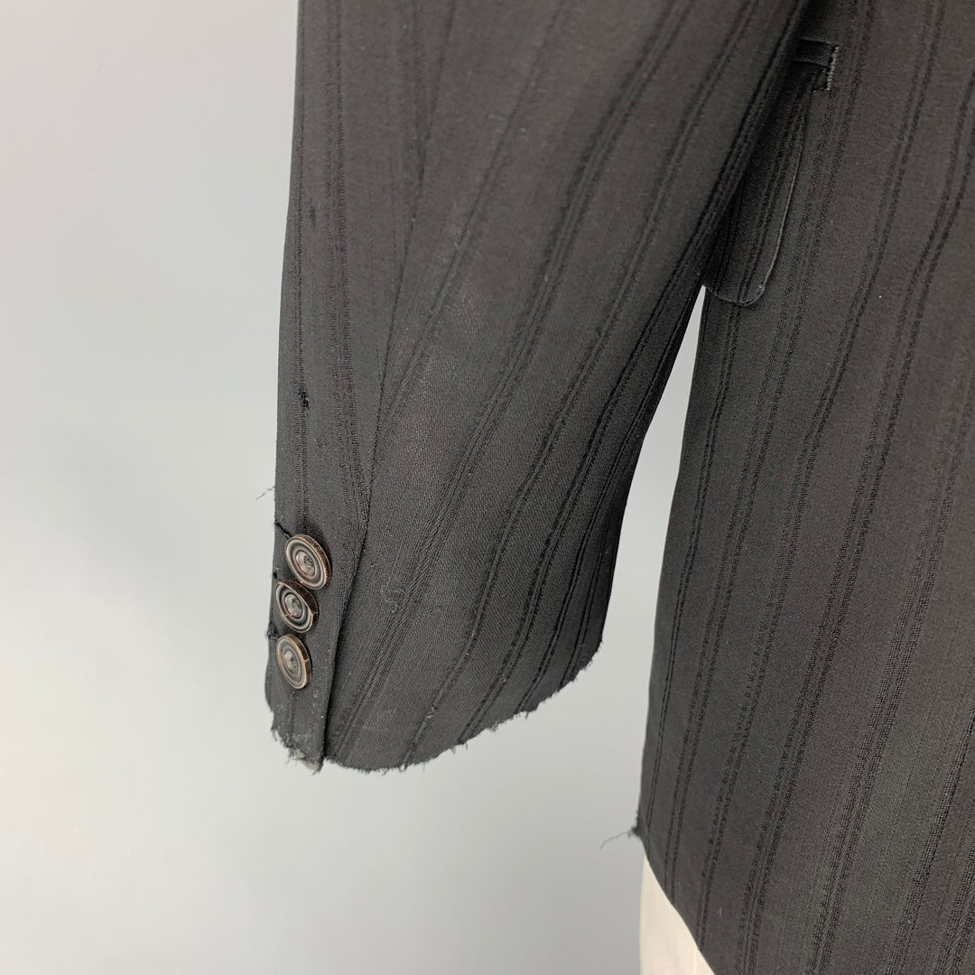 YOHJI YAMAMOTO Size M Black Stripe Wool Oversized Coat