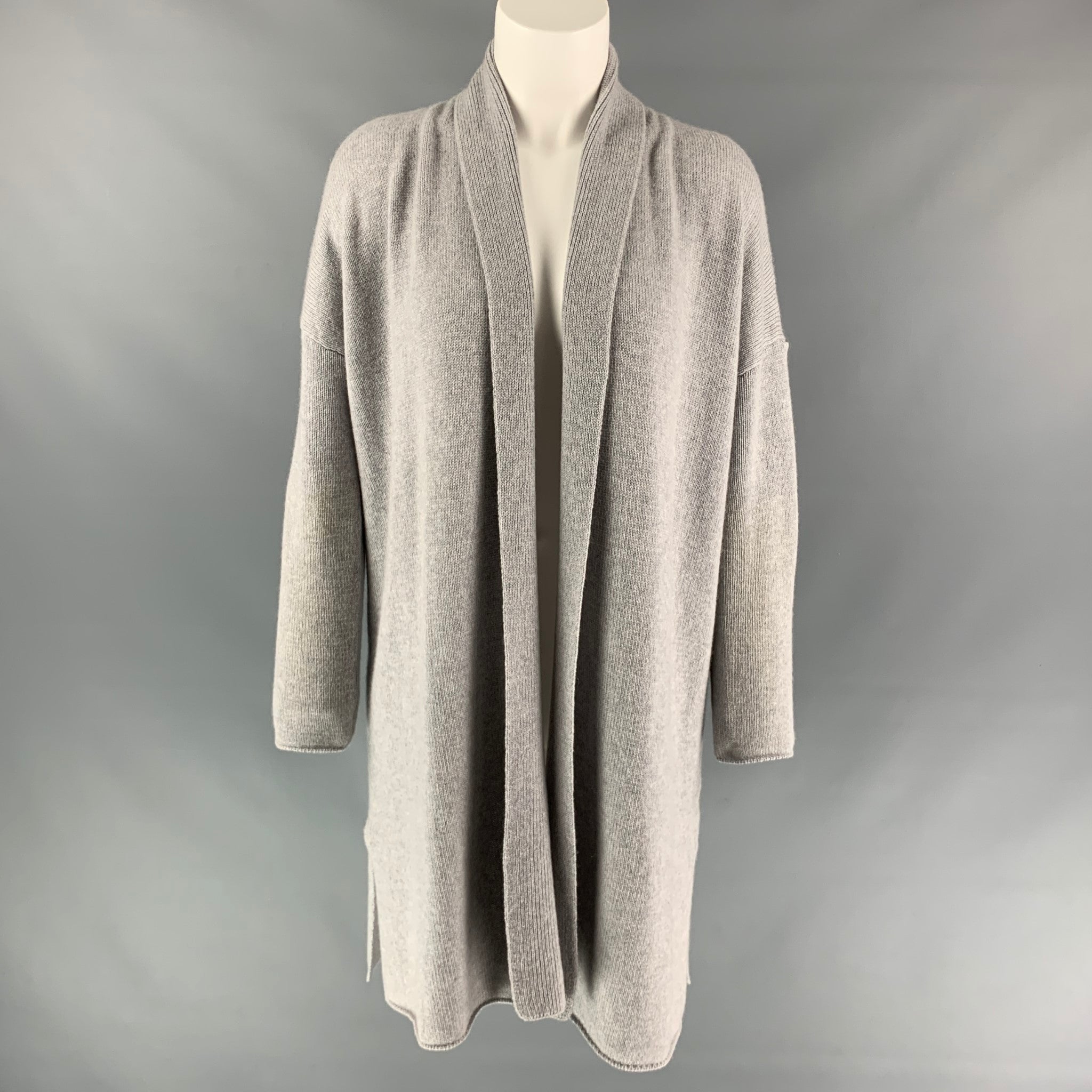 AMINA RUBINACCI Size 4 Light Gray Cashmere Oversized Cardigan