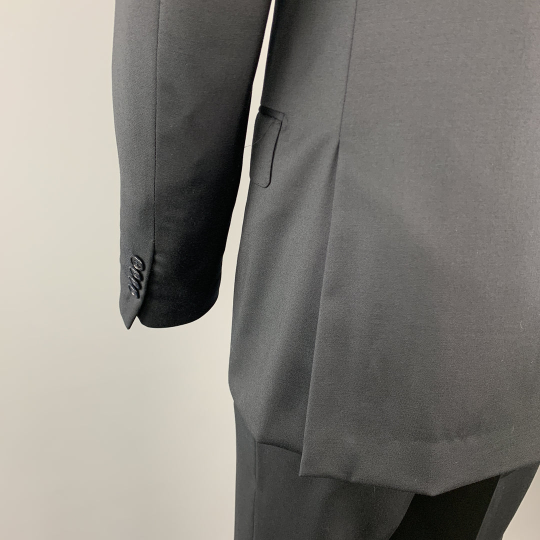 ERMENEGILDO ZEGNA Size 38 Navy Solid Short Wool Notch Lapel 32 x 30 Suit