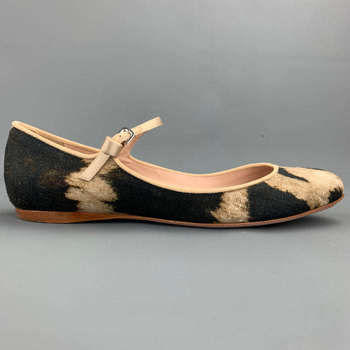 GIAMBATTISTA VALLI Size 7.5 Beige & Brown Leopard Print Maryjane Flats