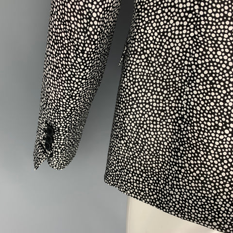 DSQUARED2 Chest Size 38 Black White Print Silk Peak Lapel Sport Coat