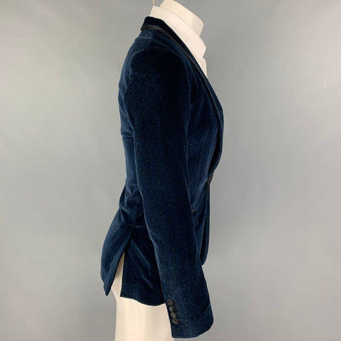 DOLCE & GABBANA Size 34 Navy Black Circles Cotton Blend Sport Coat