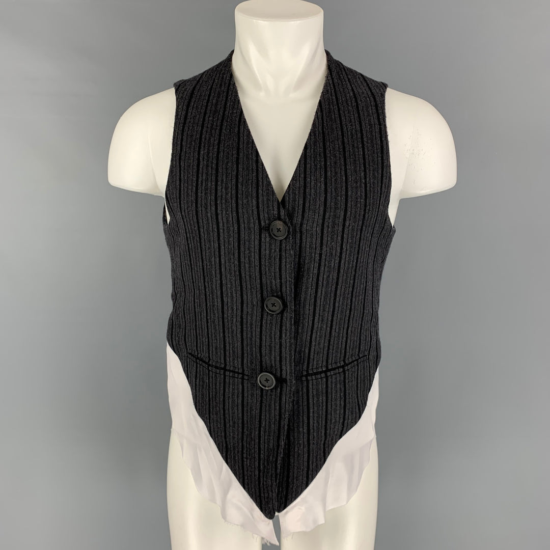 GEOFFREY B. SMALL for L'ECLAIREUR Size One Size Grey White Stripe Asymmetrical Vest