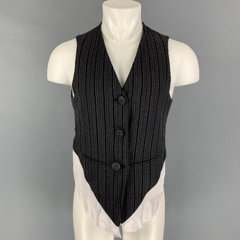 GEOFFREY B. SMALL pour L'ECLAIREUR Taille Unique Gris Blanc Rayé Gilet Asymétrique