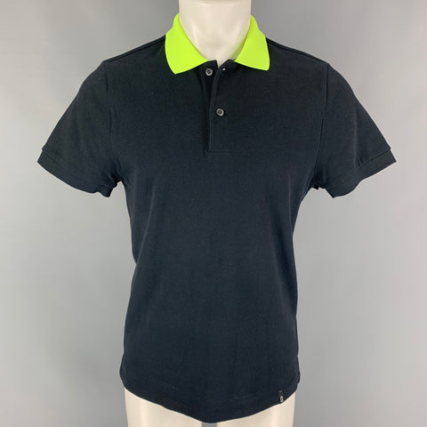 MARC JACOBS Size M Black Neon Yellow Cotton Short Sleeve Polo