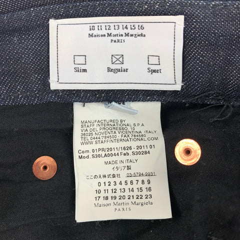 MAISON MARGIELA Size 34 Indigo Cotton Linen Button Fly Jeans
