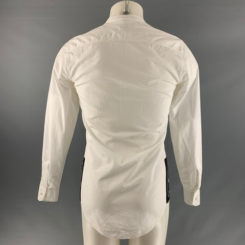 DSQUARED2 Size XS White Solid Cotton Nehru Collar Long Sleeve Shirt