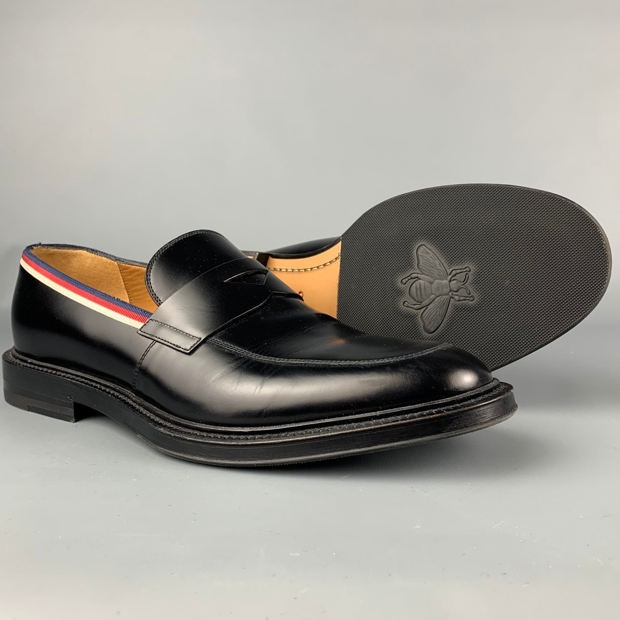 GUCCI Size 9 Black Ribbon Trim Leather Penny Loafers – Sui Generis