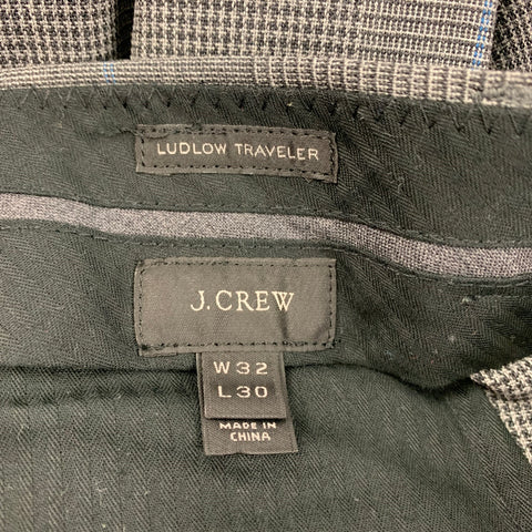 J. CREW Size 38 Regular Dark Gray Glenplaid Wool Notch Lapel Suit