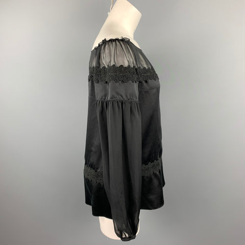 PHILOSOPHY di ALBERTA FERRETTI Taille 6 Blouse en soie satinée noire