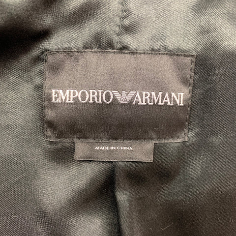 EMPORIO ARMANI Size 4 Black Lamb Cropped Jacket