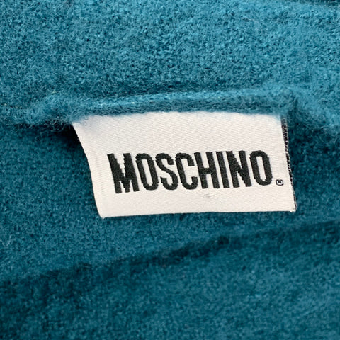 MOSCHINO Teal Textured Lana Wool Scarf