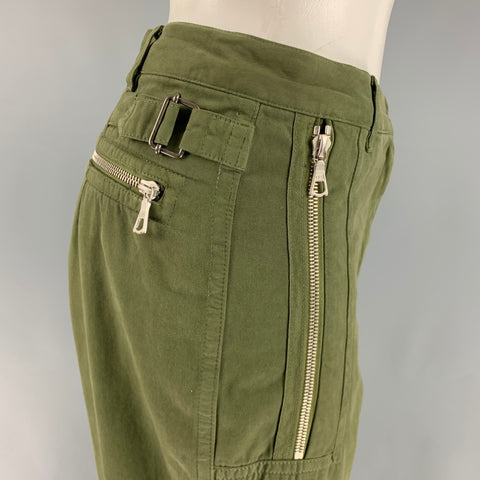 DRIES VAN NOTEN Size 4 Green Cotton Elastic Cuffs Chino Casual Pants