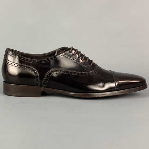 PAUL SMITH Taille 9 Chaussures à lacets en cuir perforé marron à bout droit