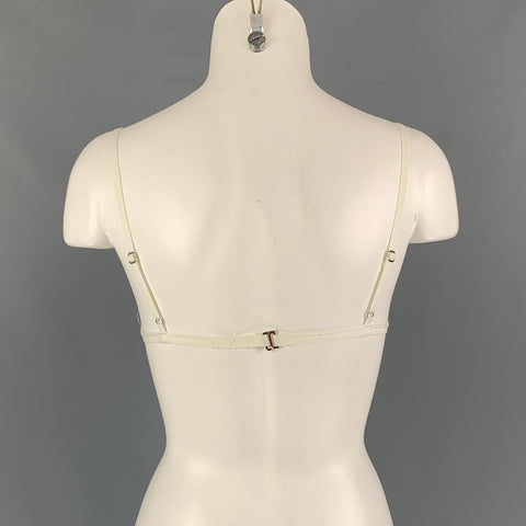 DION LEE Size 2 White Black Silk Blend Lace Embellished Bandeau Bra