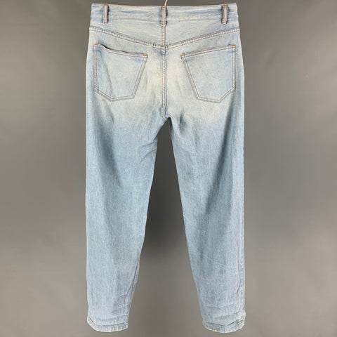 R. SWIADER Size 30 Light Blue Washed Cotton Skinny Jeans