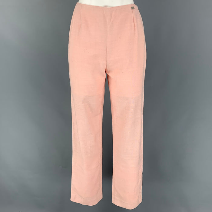CHANEL 01C Taille 4 Pantalon décontracté taille haute en soie rose