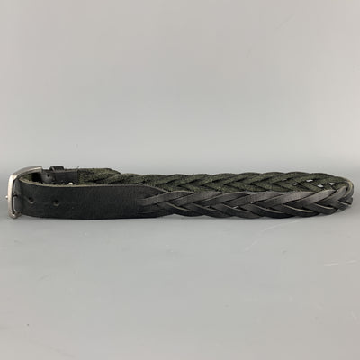 CAPUTO & CO. Size 34 Braided Black Leather Silver Tone Buckle Belt