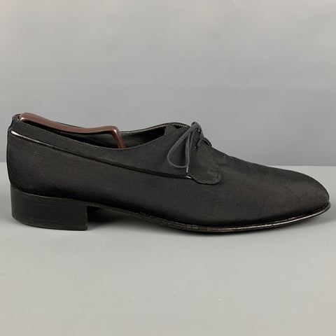 BALLY Size 11.5 Black Textured Fabric Lace Up Shoes