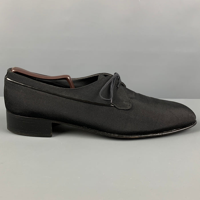 BALLY Size 11.5 Black Textured Fabric Lace Up Shoes