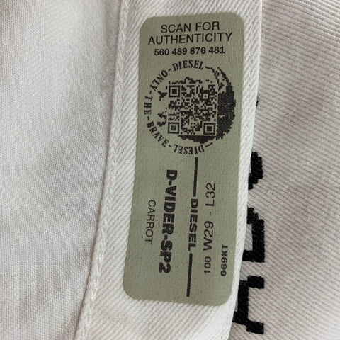 DIESEL Size 29 White Black Cotton Cropped High Waisted Jeans