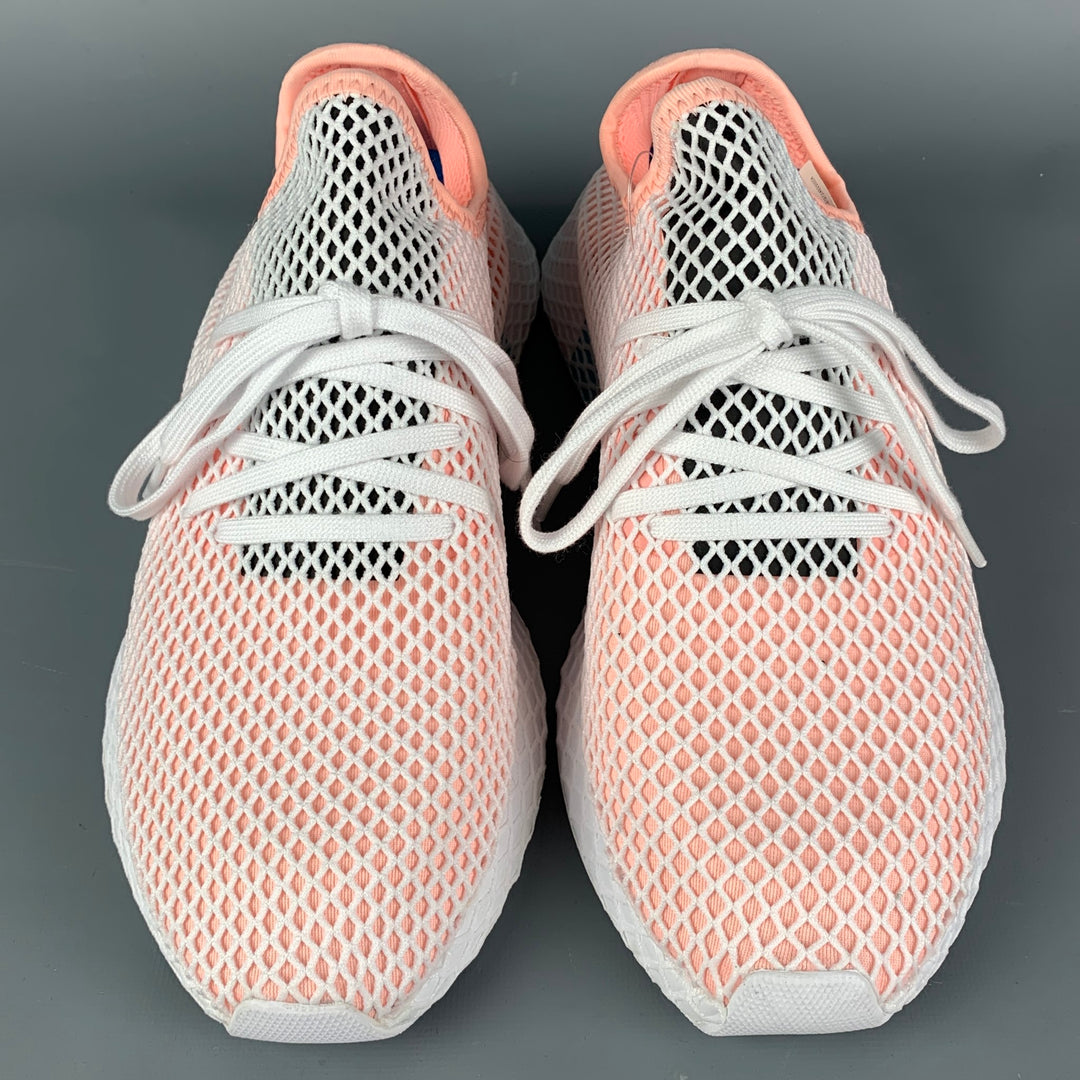 Zapatillas ADIDAS Deerupt Runner de caña baja de nailon de malla rosa blanca talla 12
