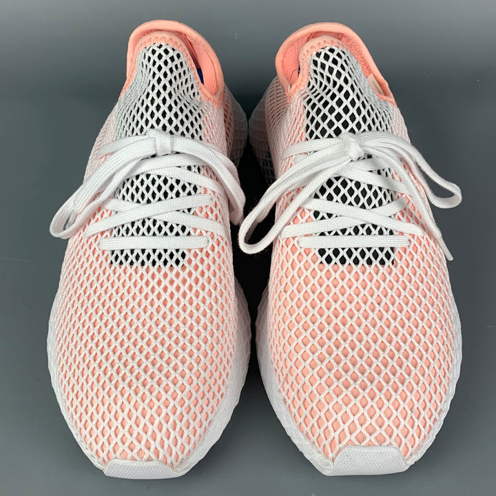 Zapatillas ADIDAS Deerupt Runner de caña baja de nailon de malla rosa blanca talla 12