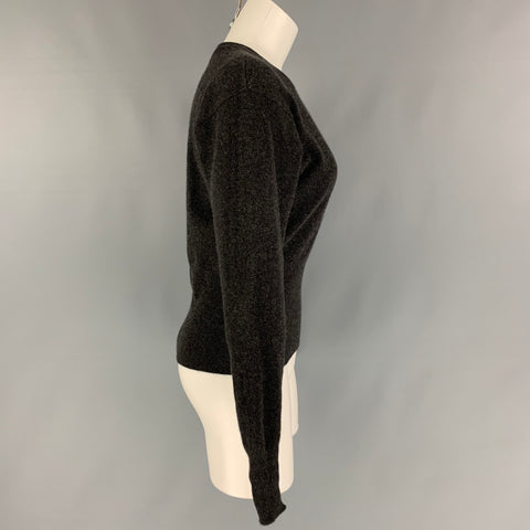 GLORIA SACHS Suéter con cuello redondo de cachemira color carbón talla M