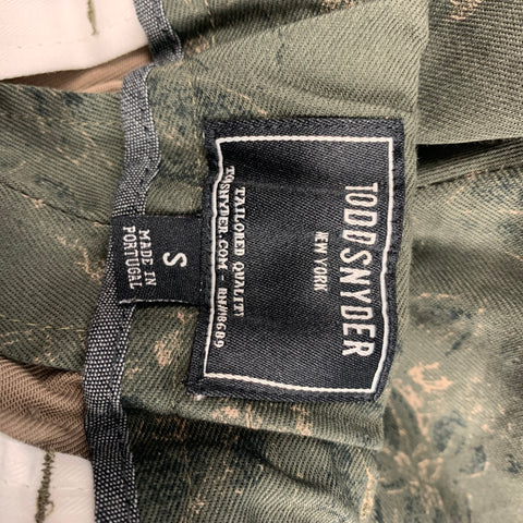 TODD SNYDER Size S Olive Print Cotton Drawstring Casual Pants