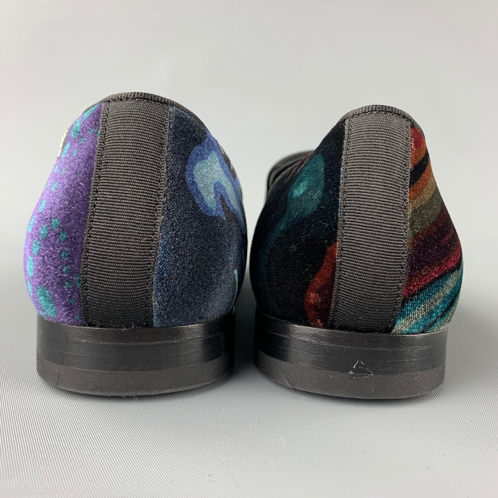 PAUL SMITH Size 7.5 Multi-Color Print Velvet Slip On Loafers
