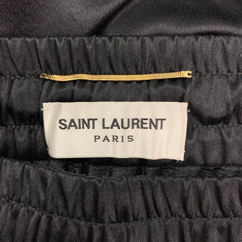 SAINT LAURENT Size 2 Black Silk Elastic Waistband Dress Pants