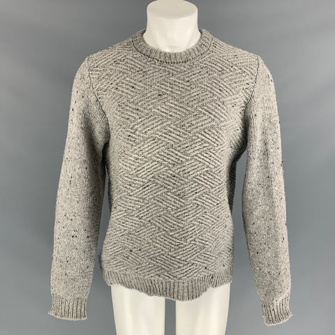 FRANK LEDER Size M Grey Knitted Wool Crew-Neck Sweater