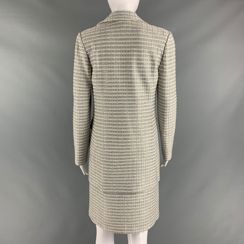 ST. JOHN Size 2 Silver Cream Polyester Blend Stripe Shift Outfits