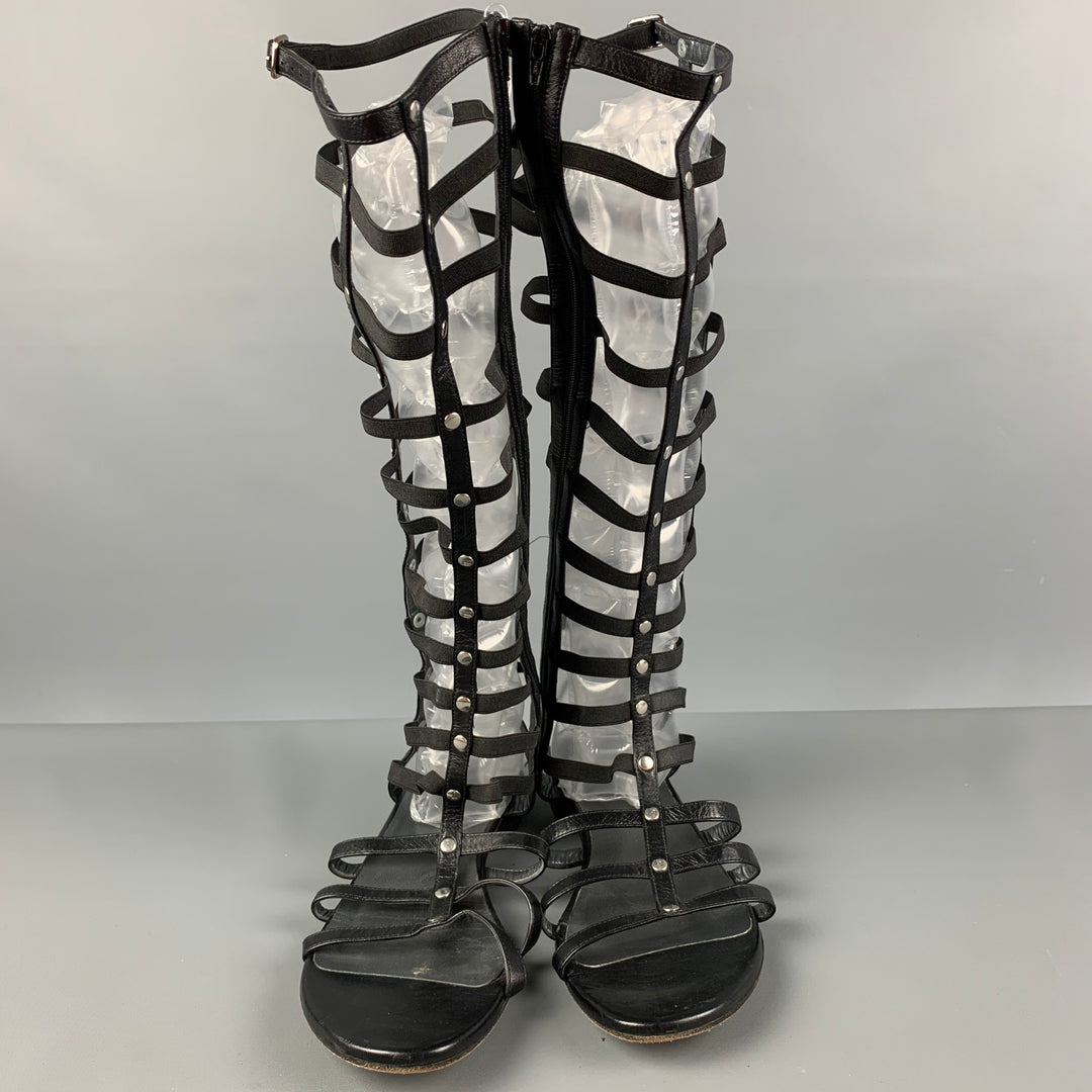 STUART WEITZMAN Size 9 Black Leather Gladiator Sandals