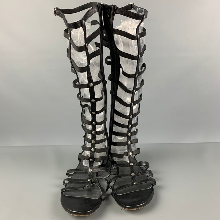 STUART WEITZMAN Size 9 Black Leather Gladiator Sandals