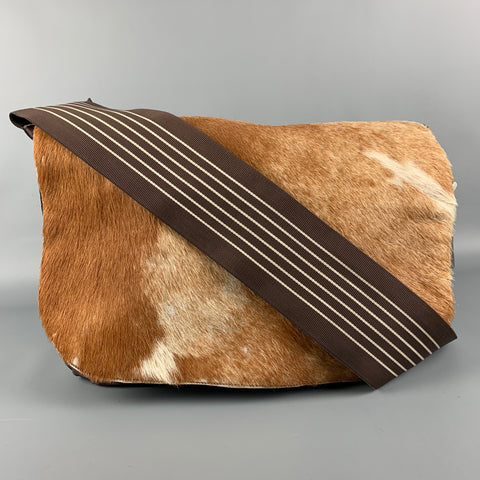 CANVASCO Brown & Beige Mixed Fabrics Nylon Messenger Bag
