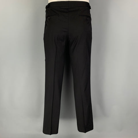 RALPH LAUREN Size 42 Long Black Wool Notch Lapel Suit