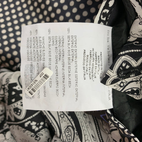 ETRO Size 38 Black & White Polka Dot Silk Notch Lapel Sport Coat