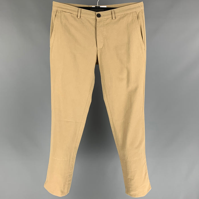 LOEWE Size 34 Khaki Cotton Button Fly Casual Pants