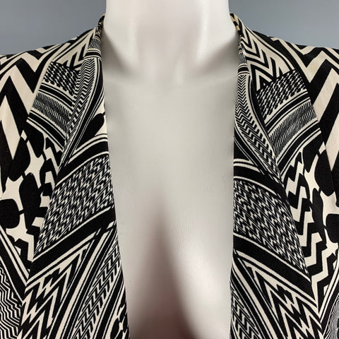 GIVENCHY SS10 Talla M Chaleco delantero abierto geométrico blanco negro