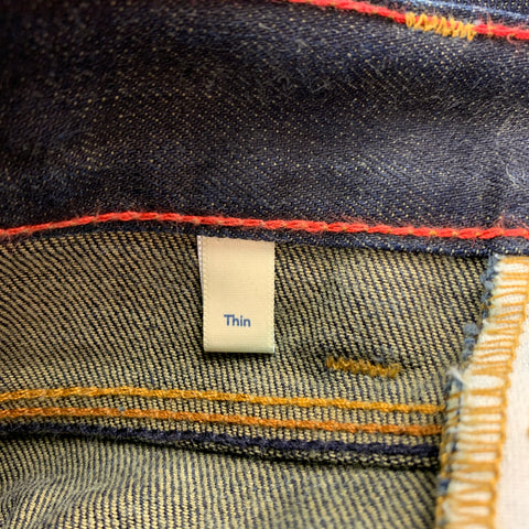 RALEIGH DENIM Size 32 Indigo Contrast Stitch Selvedge Denim Button Fly Jeans