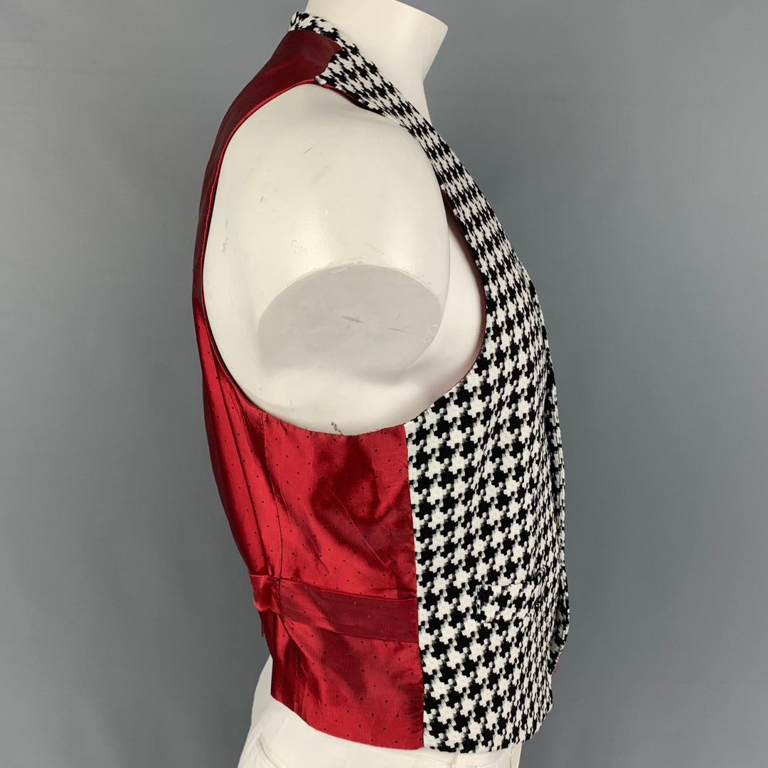 MR TURK Taille 42 Gilet boutonné pied-de-poule noir blanc