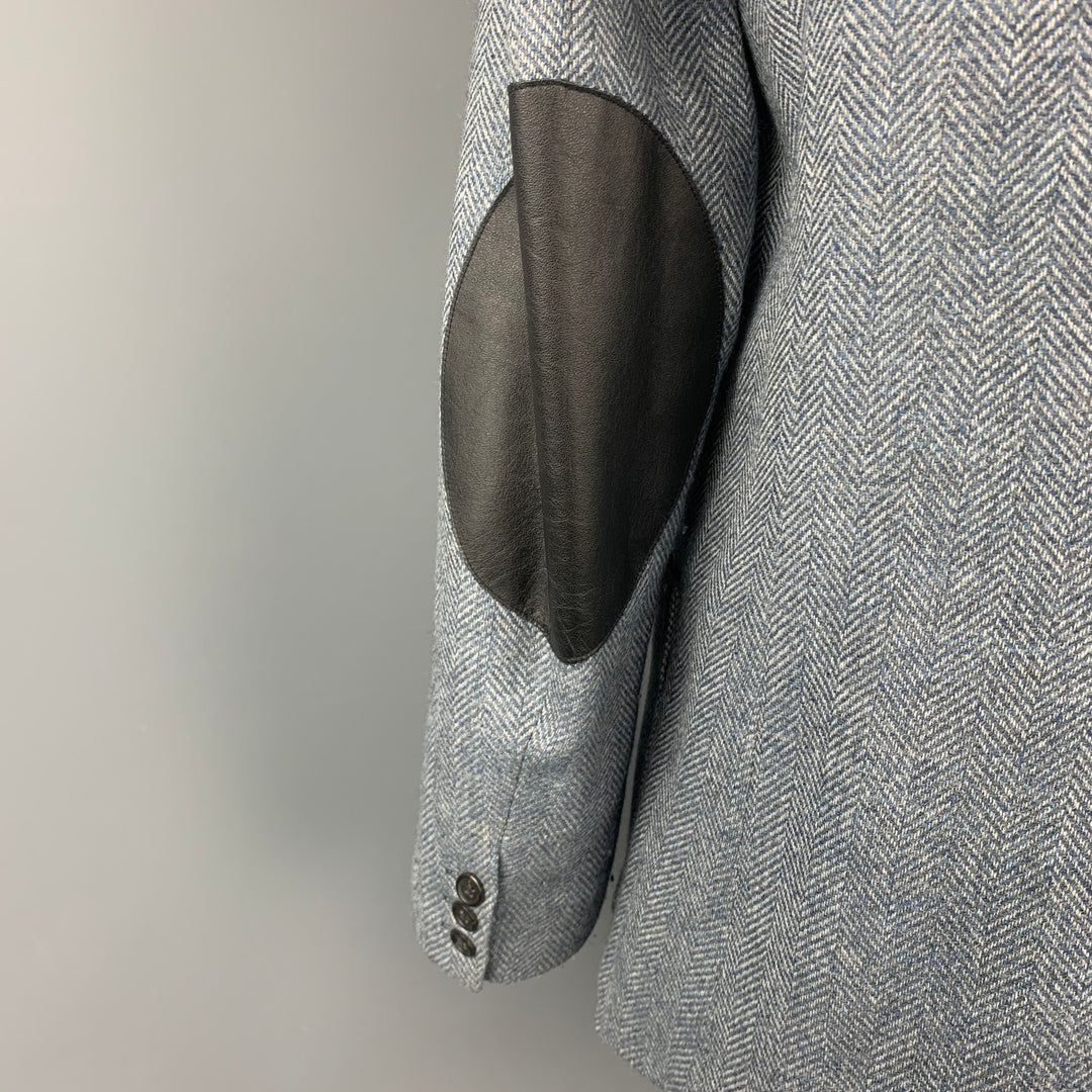 OBEDIENT SONS Talla 44 Abrigo deportivo de mezcla de lana en espiga azul y gris