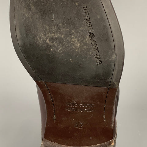 EMPORIO ARMANI Taille 9 Bottes à lacets doublées de fausse fourrure en cuir marron