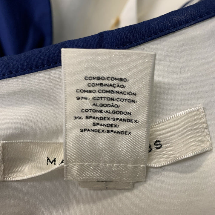 MARC JACOBS Size 6 White &  Blue Cotton/ Spandex Nautical Blouse