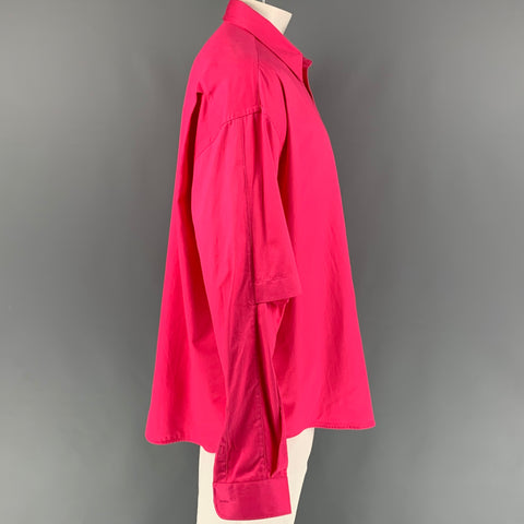 BALENCIAGA Size L Pink Cotton Oversized Long Sleeve Shirt