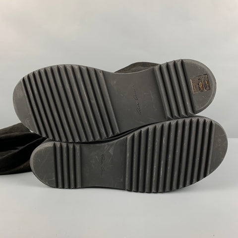 RICK OWENS Talla 7 Botas sin cordones de piel de cordero de cuero negro
